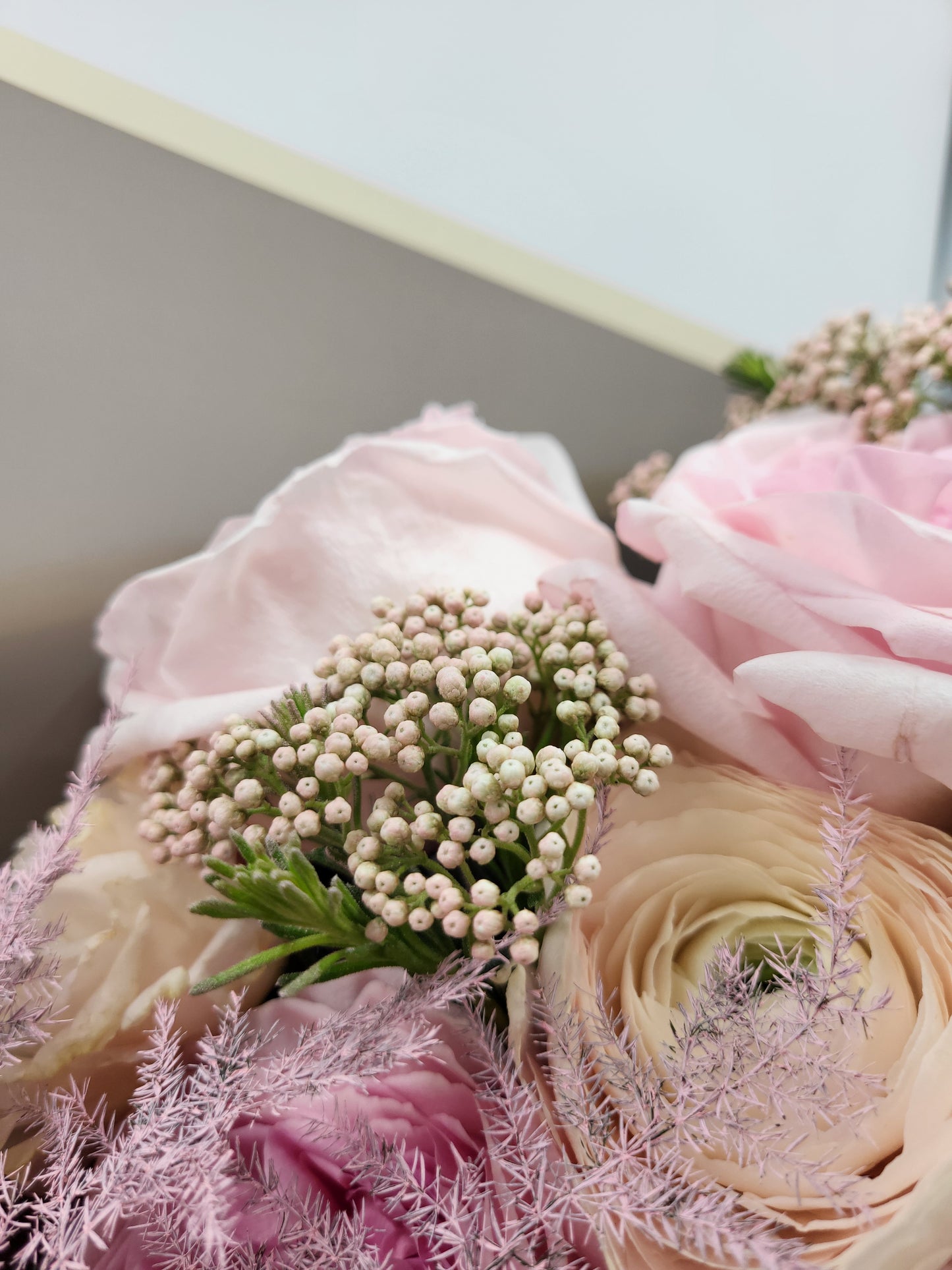 Pink garden rose and eustoma bouquet