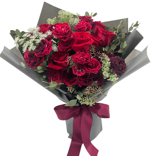 Ecuador red rose and spray rose bouquet