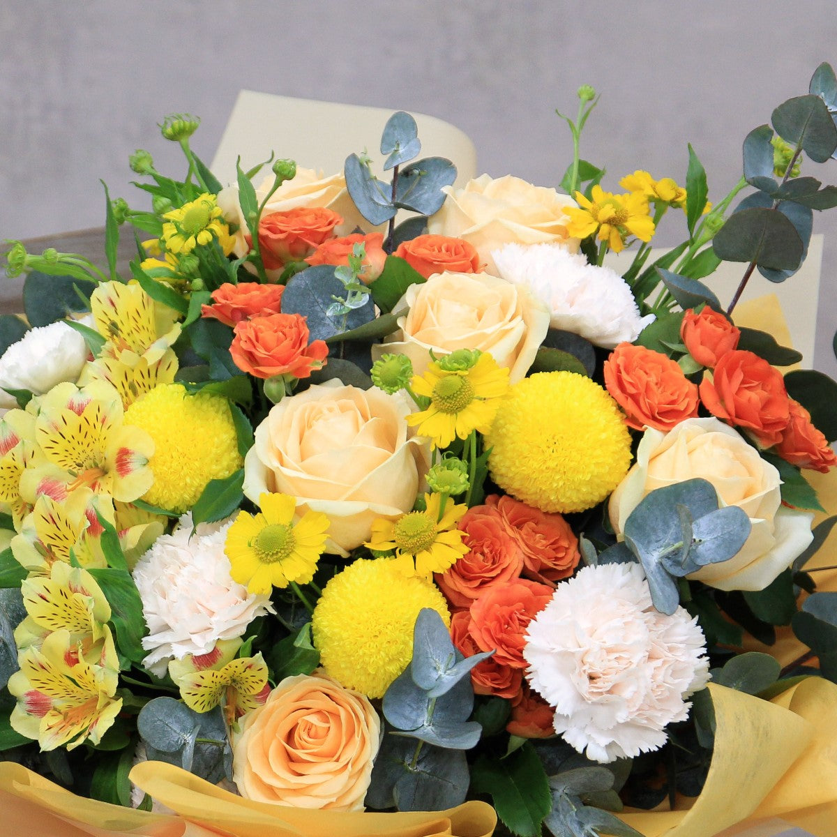 香檳玫瑰乒乓菊花束 Champagne rose and ping pong bouquet