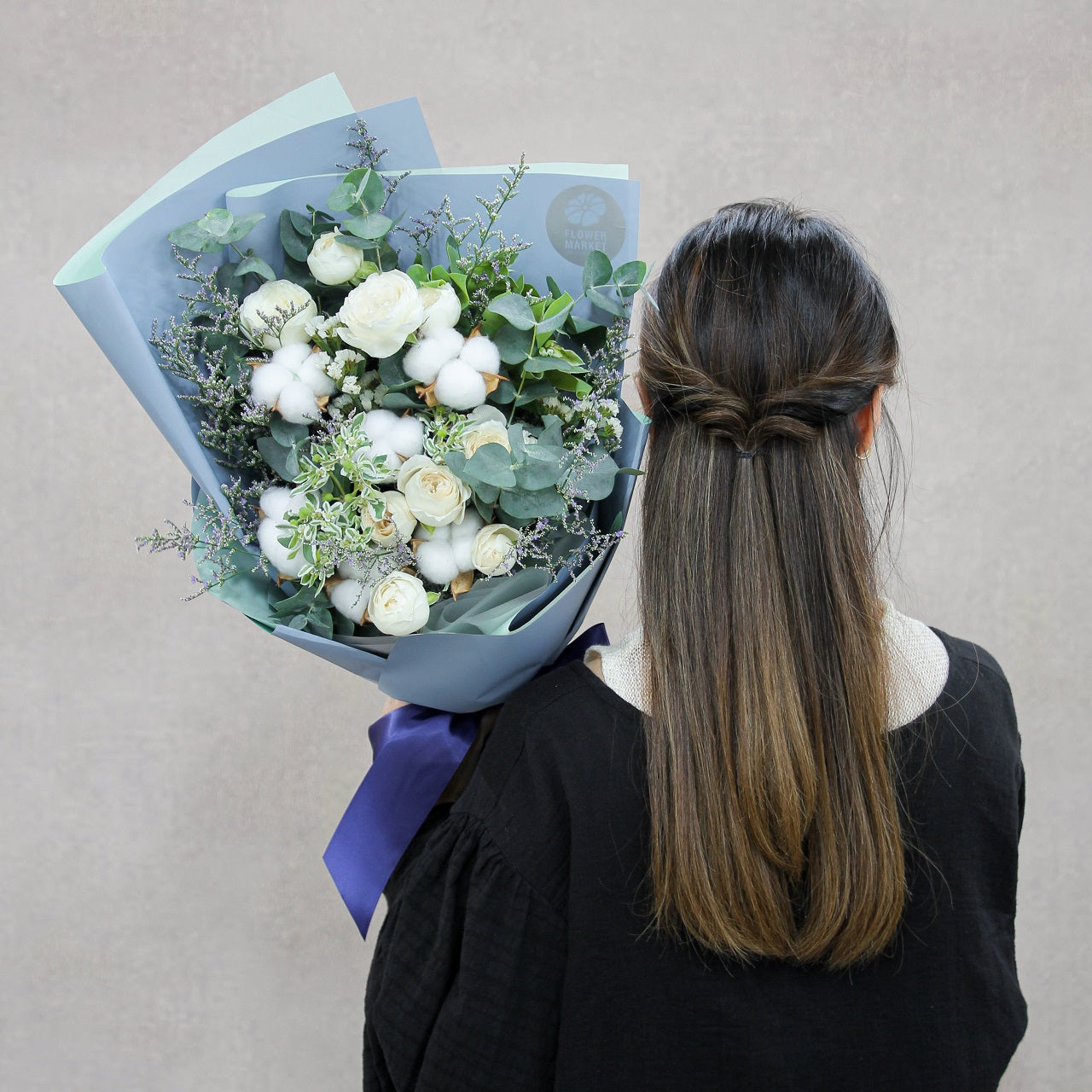 棉花小玫瑰花束 Cotton and spray rose bouquet