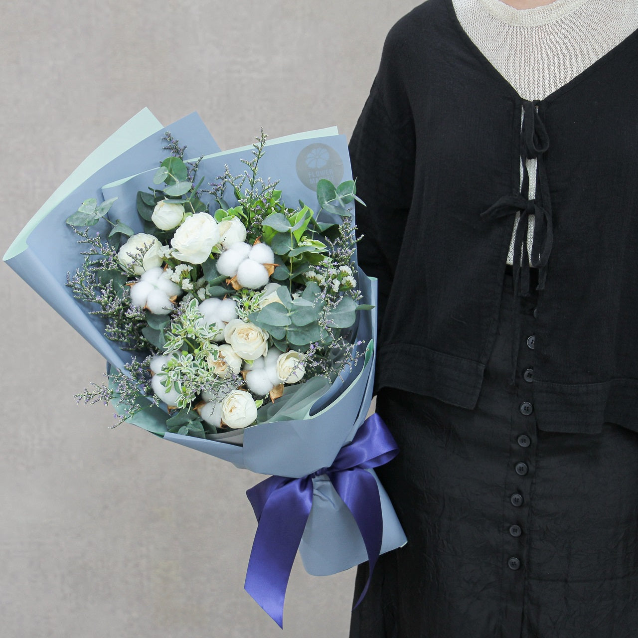 棉花小玫瑰花束 Cotton and spray rose bouquet