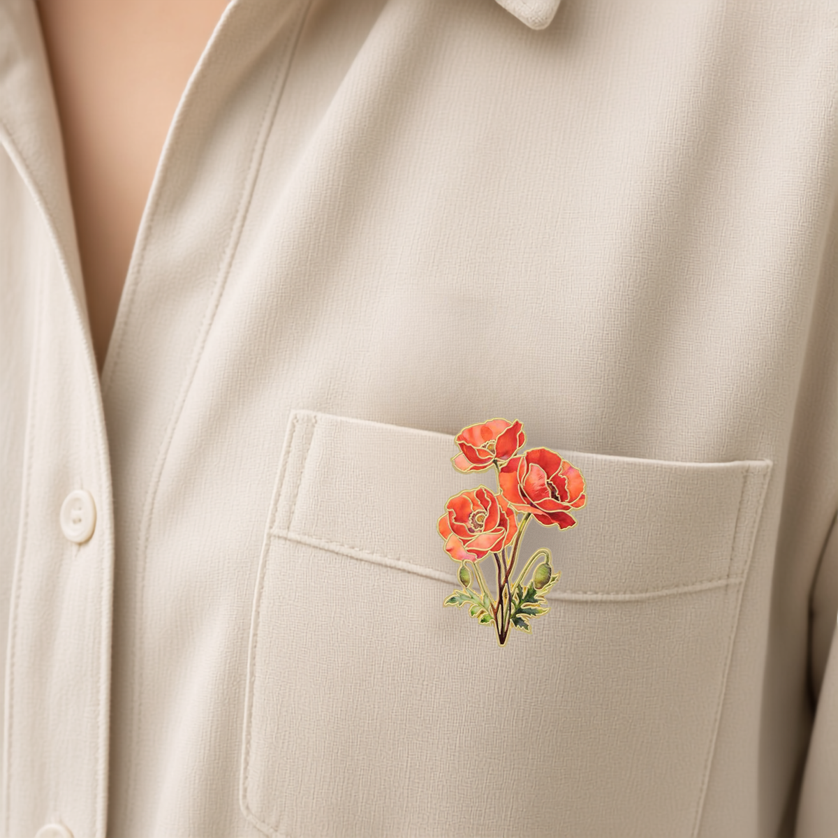 Red Poppy Pin