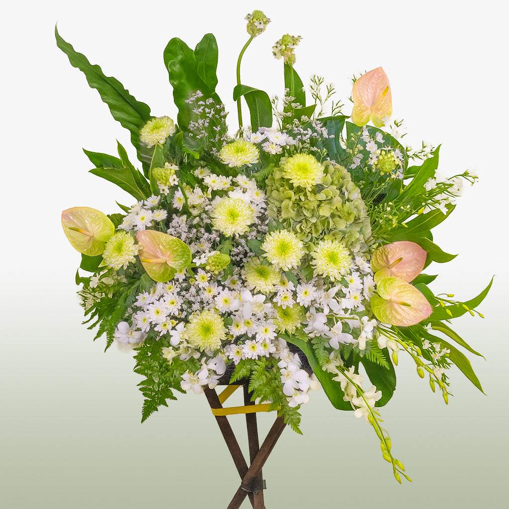 Basket of Chrysanthemums and Hydrangeas