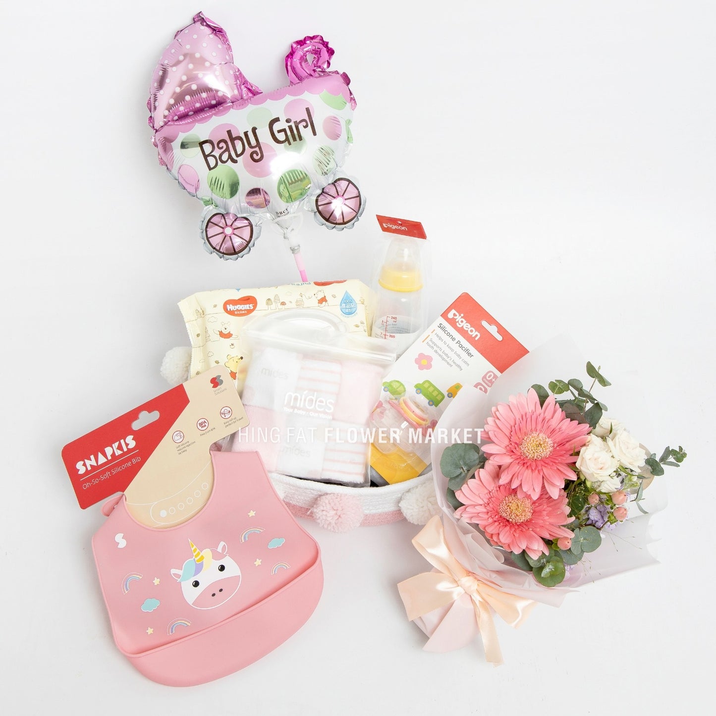 Baby girl 嬰兒花禮 Baby girl fresh flower gift hamper