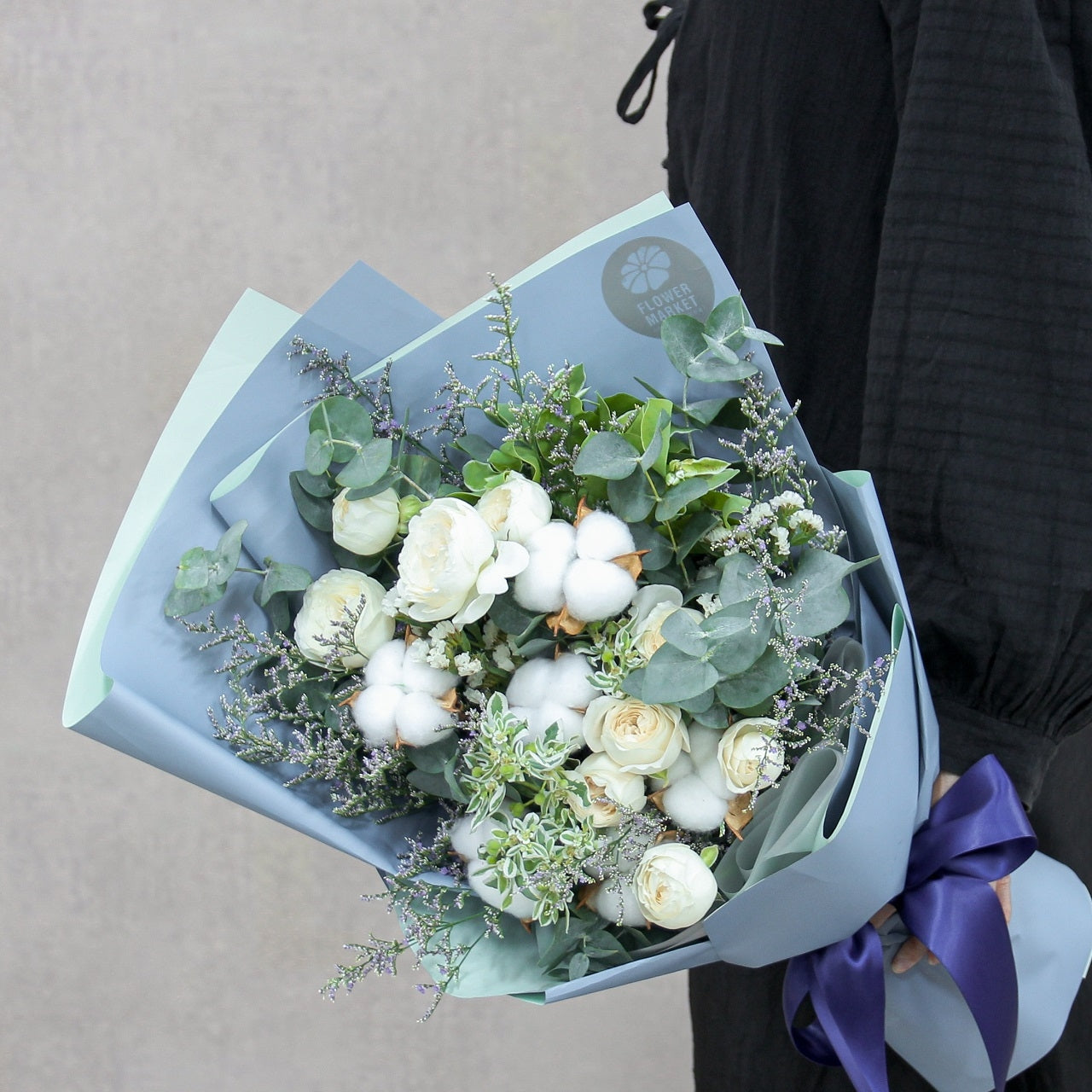 棉花小玫瑰花束 Cotton and spray rose bouquet