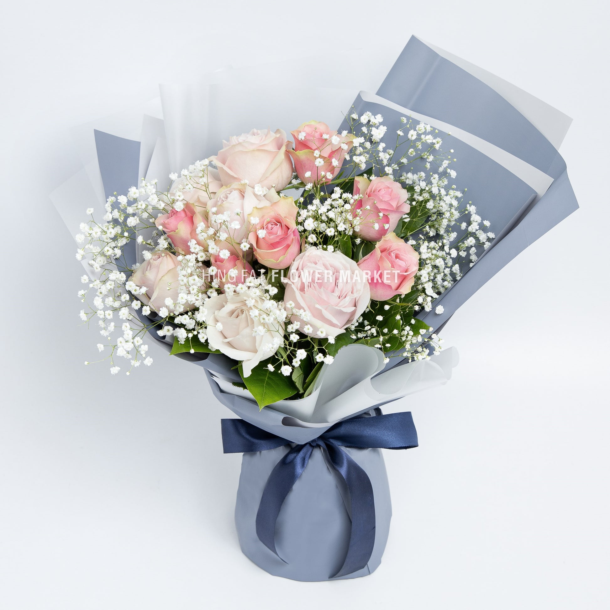 粉玫瑰滿天星花束 Pink rose and million star bouquet
