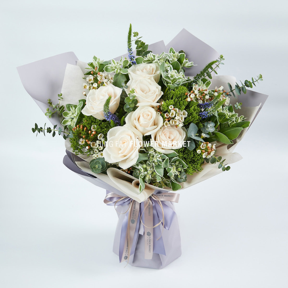 綠色夕霧草玫瑰花束 Green trachelium and rose bouquet