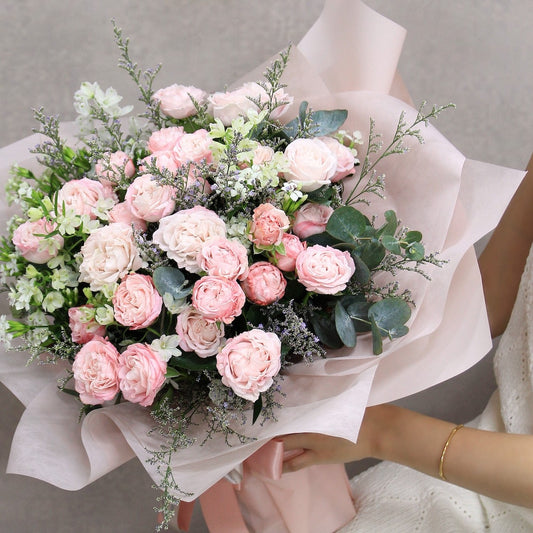 庭園小玫瑰美女櫻花束 Garden spray rose and verbena hybrida bouquet