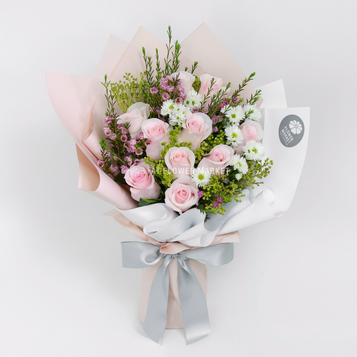 淺粉玫瑰蠟梅花束 Light pink rose and wax flower bouquet