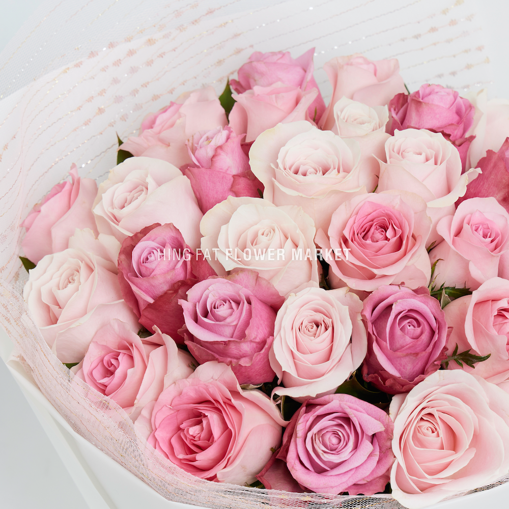 30枝三色粉紅玫瑰花束 30 stems pink rose bouquet Pink Romance
