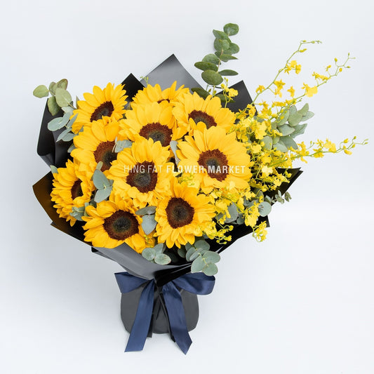 向日葵跳舞蘭花束 Sunflower and dancing orchid bouquet