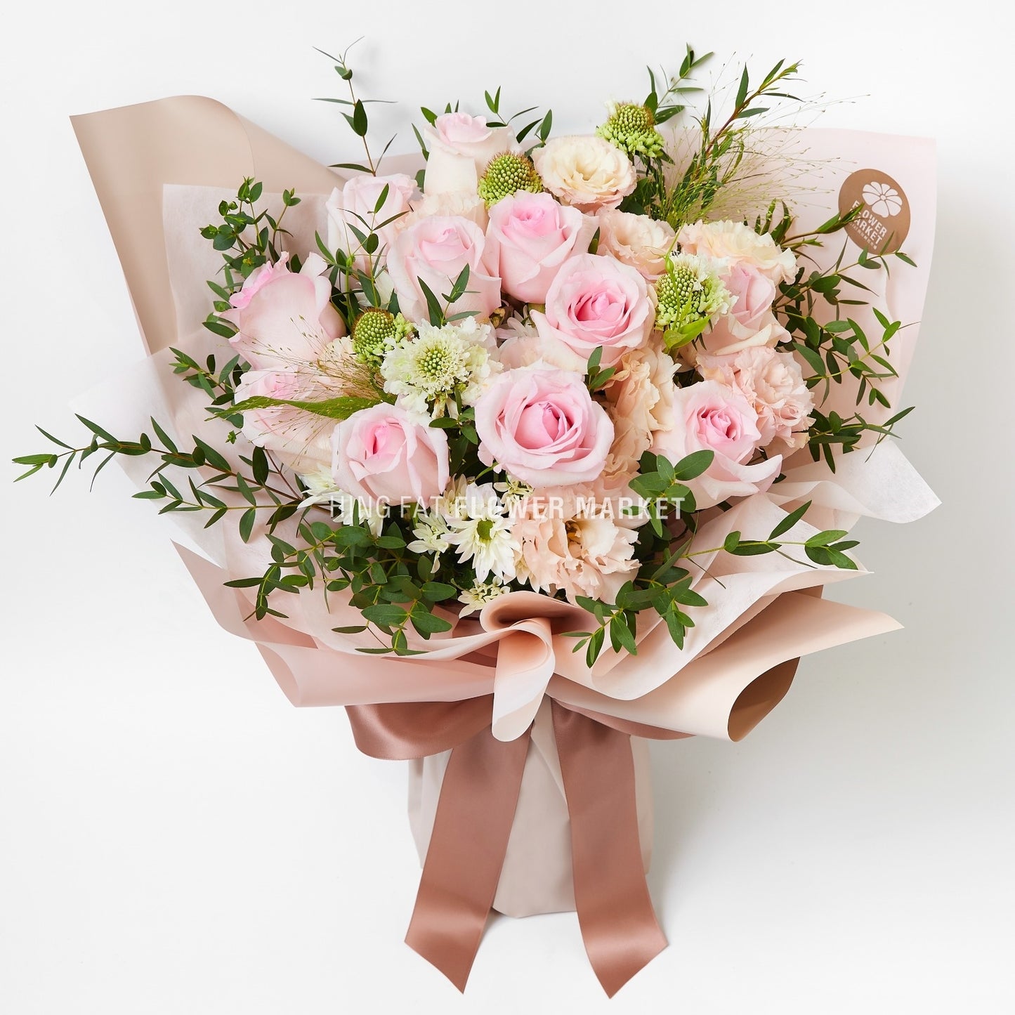 粉紅玫瑰松蟲草花束 Pink rose and scabiosa bouquet