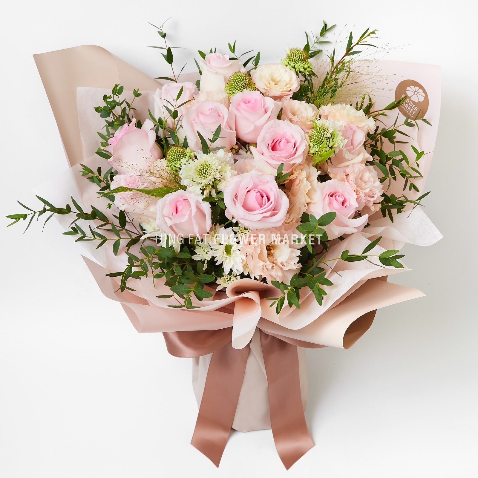 粉紅玫瑰松蟲草花束 Pink rose and scabiosa bouquet