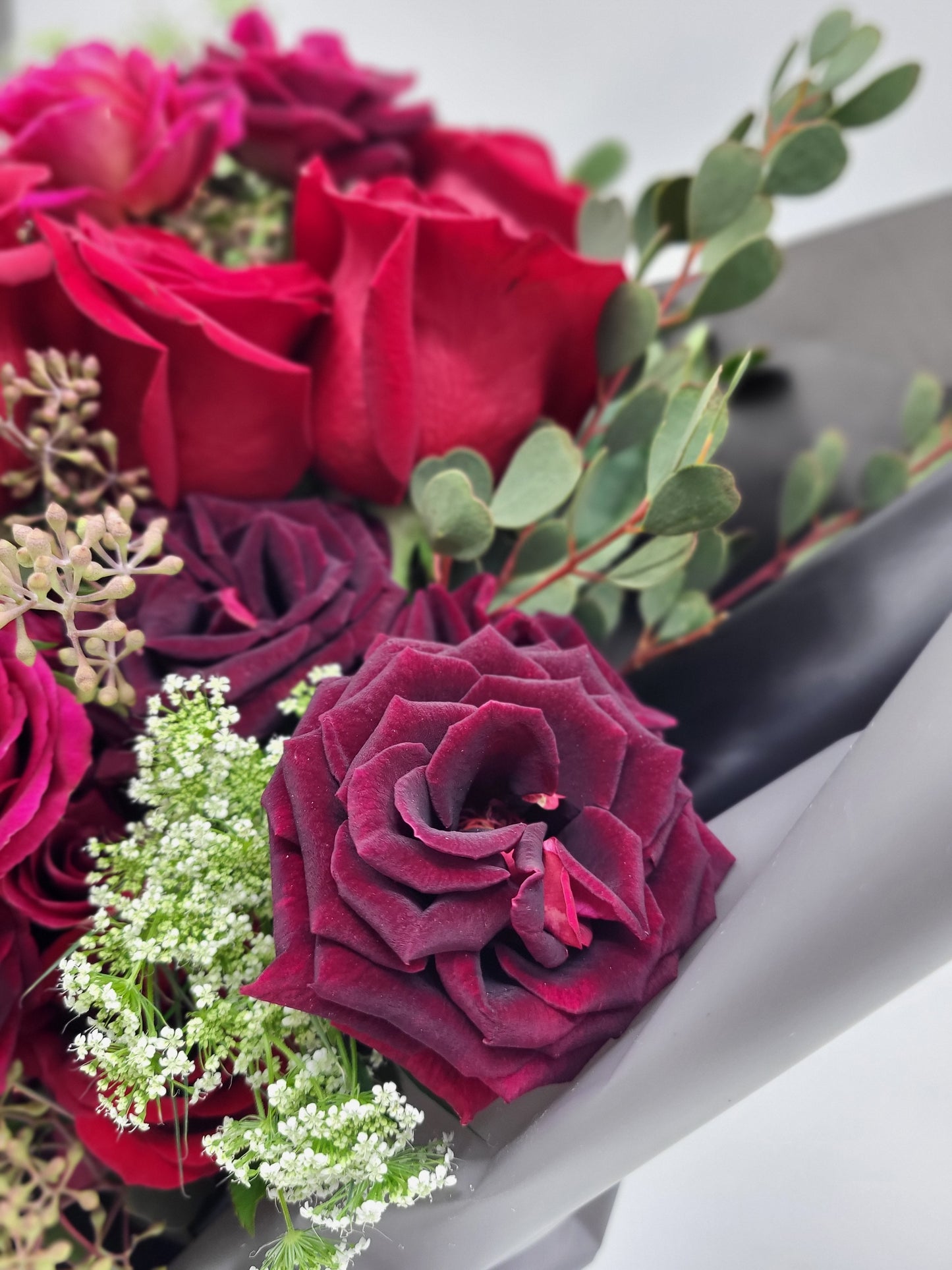 Ecuador red rose and spray rose bouquet