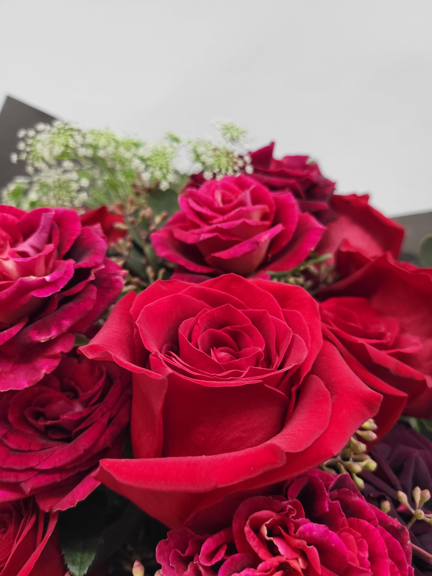 Ecuador red rose and spray rose bouquet