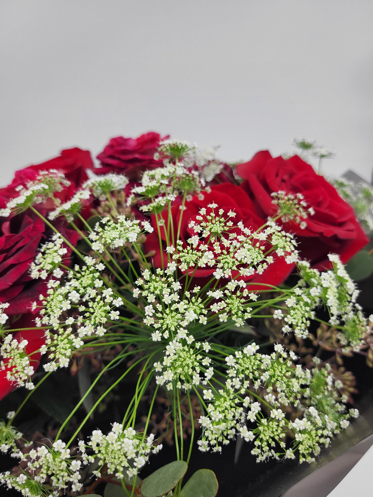 Ecuador red rose and spray rose bouquet