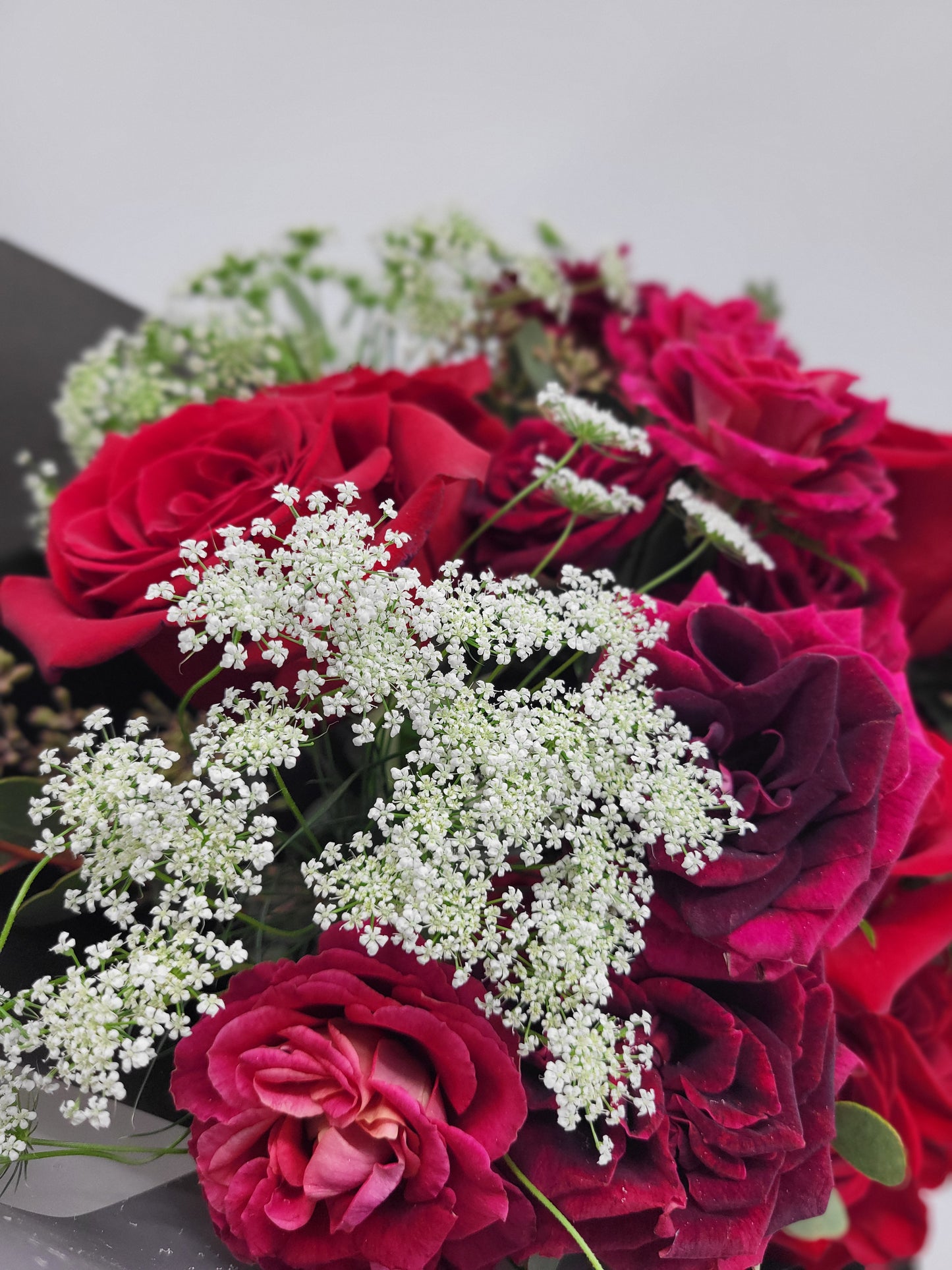 Ecuador red rose and spray rose bouquet