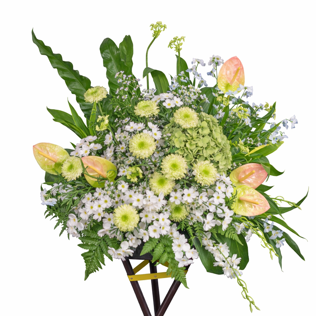 Basket of Chrysanthemums and Hydrangeas