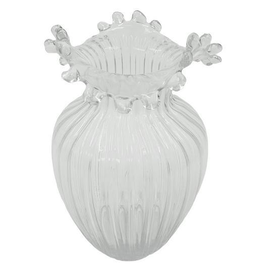 Wave Top Clear Vase - L (28cm (H) x 18cm (D)