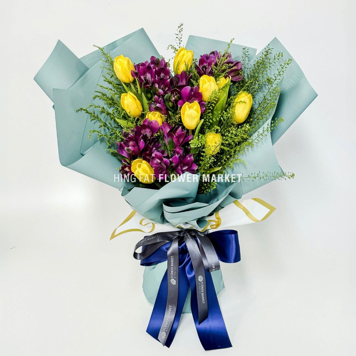 黃鬱金香小百合花束 Yellow tulip and alstroemeria bouquet