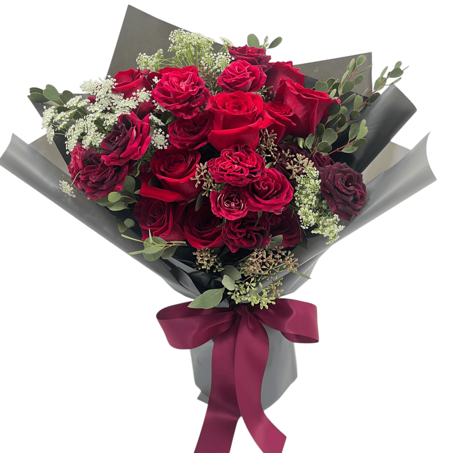 Ecuador red rose and spray rose bouquet