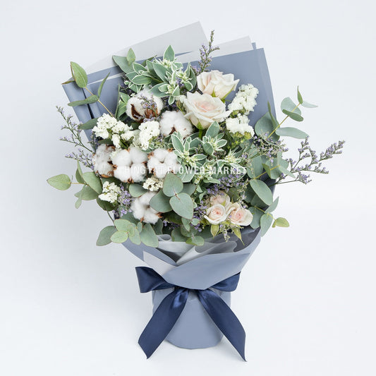 棉花小玫瑰花束 Cotton and spray rose bouquet