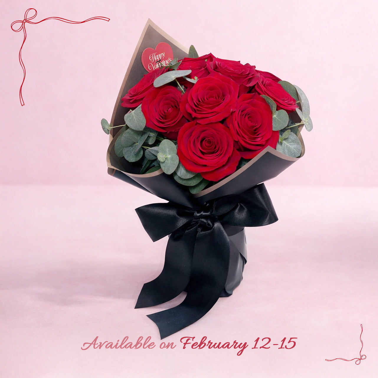情人節 - 12枝紅玫瑰連花瓶