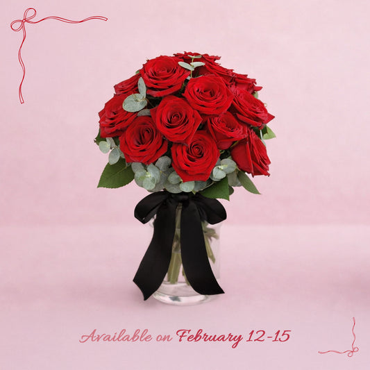 情人節 - 12枝紅玫瑰連花瓶