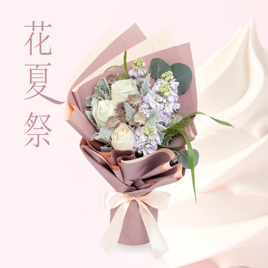 米色玫瑰日射花束