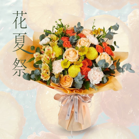 香檳玫瑰乒乓菊花束