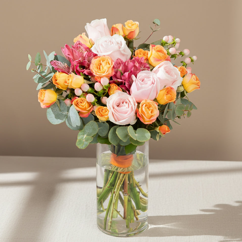 Mixed roses with vase