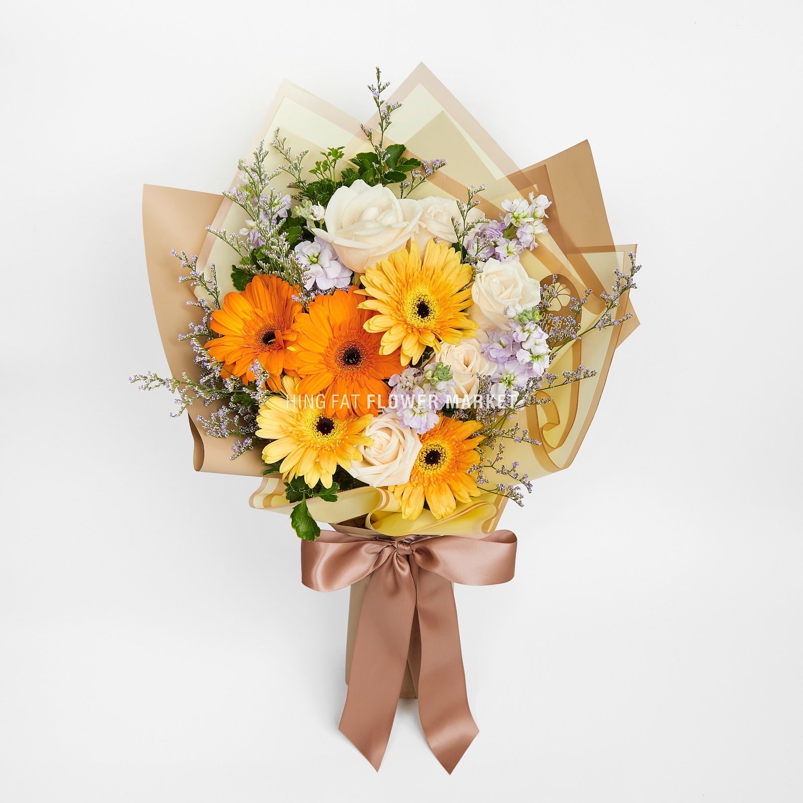 太陽菊玫瑰花束 Gerbera and rose bouquet – 興發鮮花市場 Hing Fat Flower Market