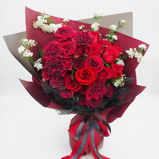 Ecuador red rose and spray rose bouquet