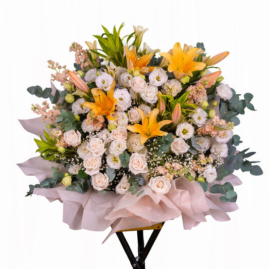 Charming Lily Rose Lisianthus Basket