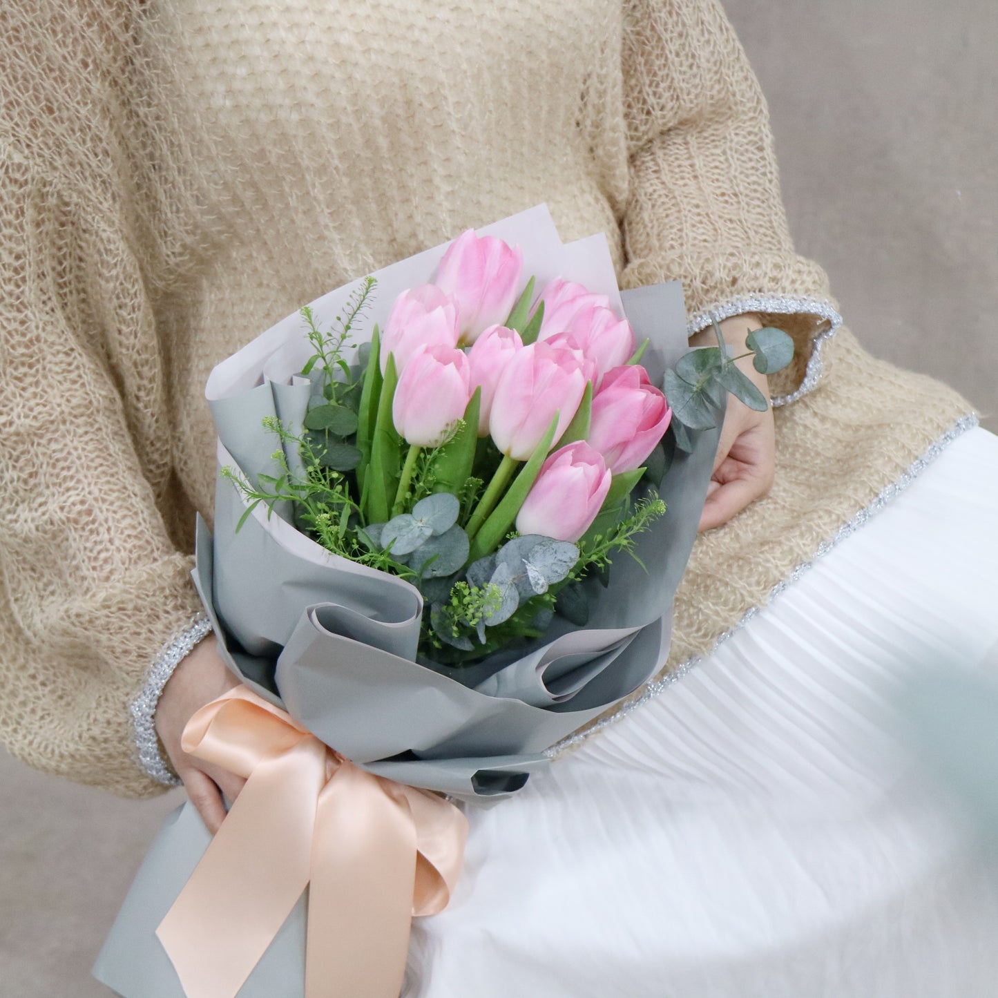 粉鬱金香花束 Pink tulip bouquet