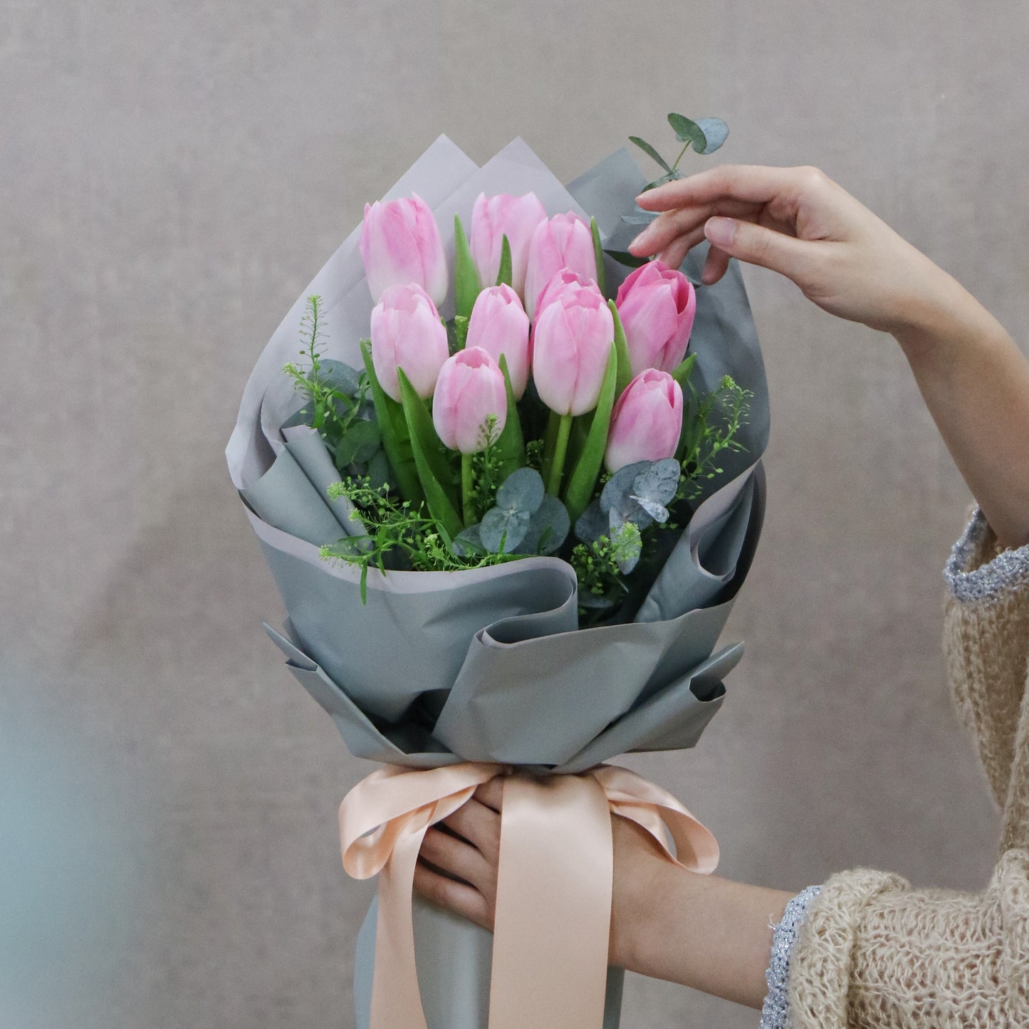 粉鬱金香花束 Pink tulip bouquet