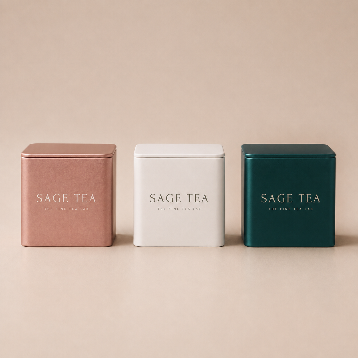 SAGE TEA Brown Sugar Tea Cube Mini Square Tin Gift Set (1 Ginger and 1 Rose Cube)