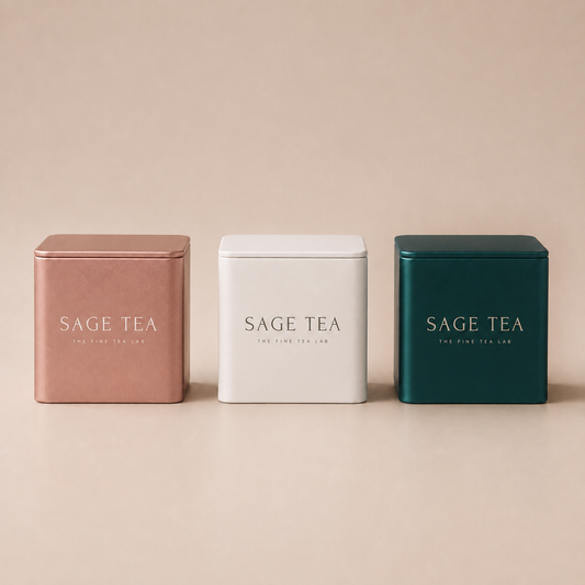 SAGE TEA Brown Sugar Tea Cube Mini Square Tin Gift Set (1 Ginger and 1 Rose Cube)