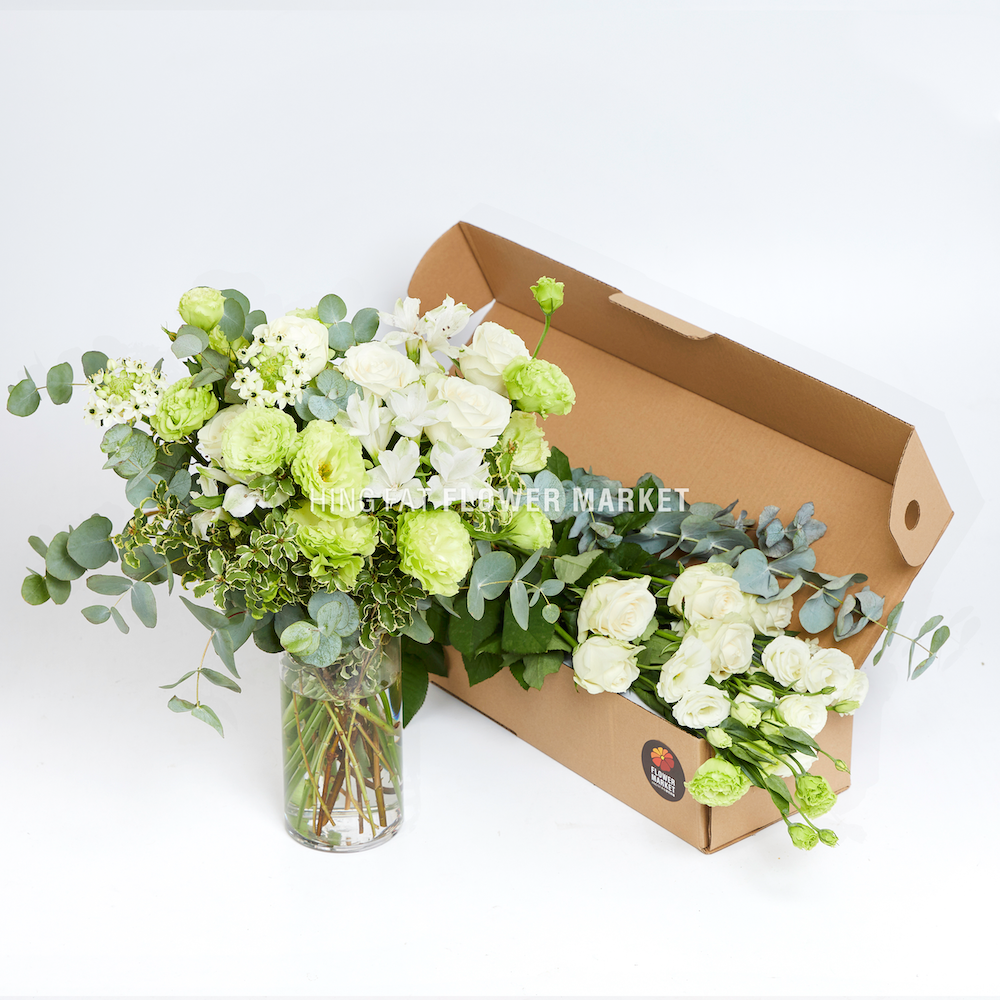 白玫瑰綠桔梗DIY花材包套裝 DIY set - white rose & green eustoma