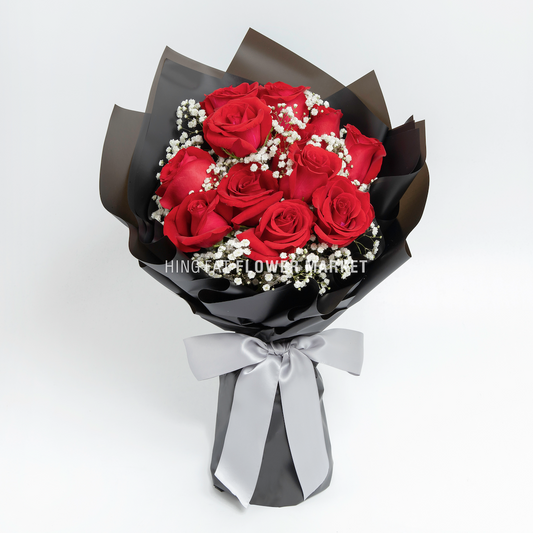 紅玫瑰滿天星花束 Red rose and gypso bouquet