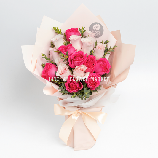 粉玫瑰花束 Pink roses bouquet