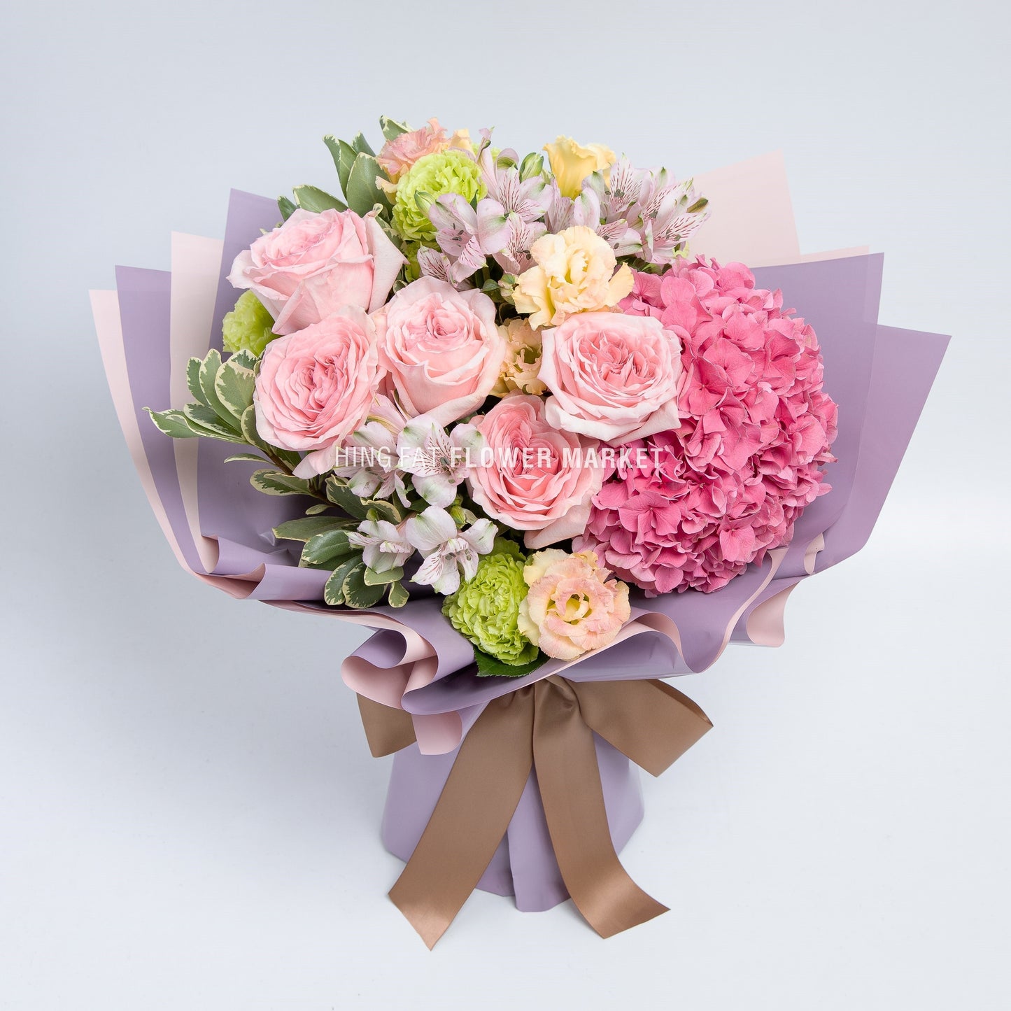 粉繡球玫瑰花束 Pink hydrangea and rose bouquet
