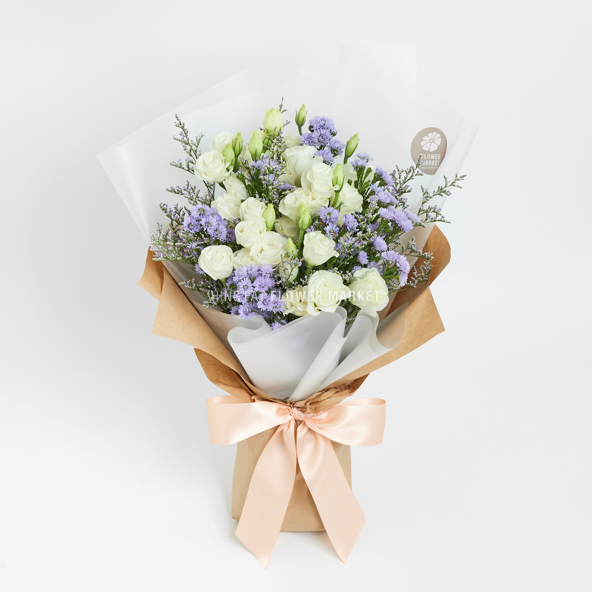 白桔梗情人草花束 White eustoma and caspia bouquet