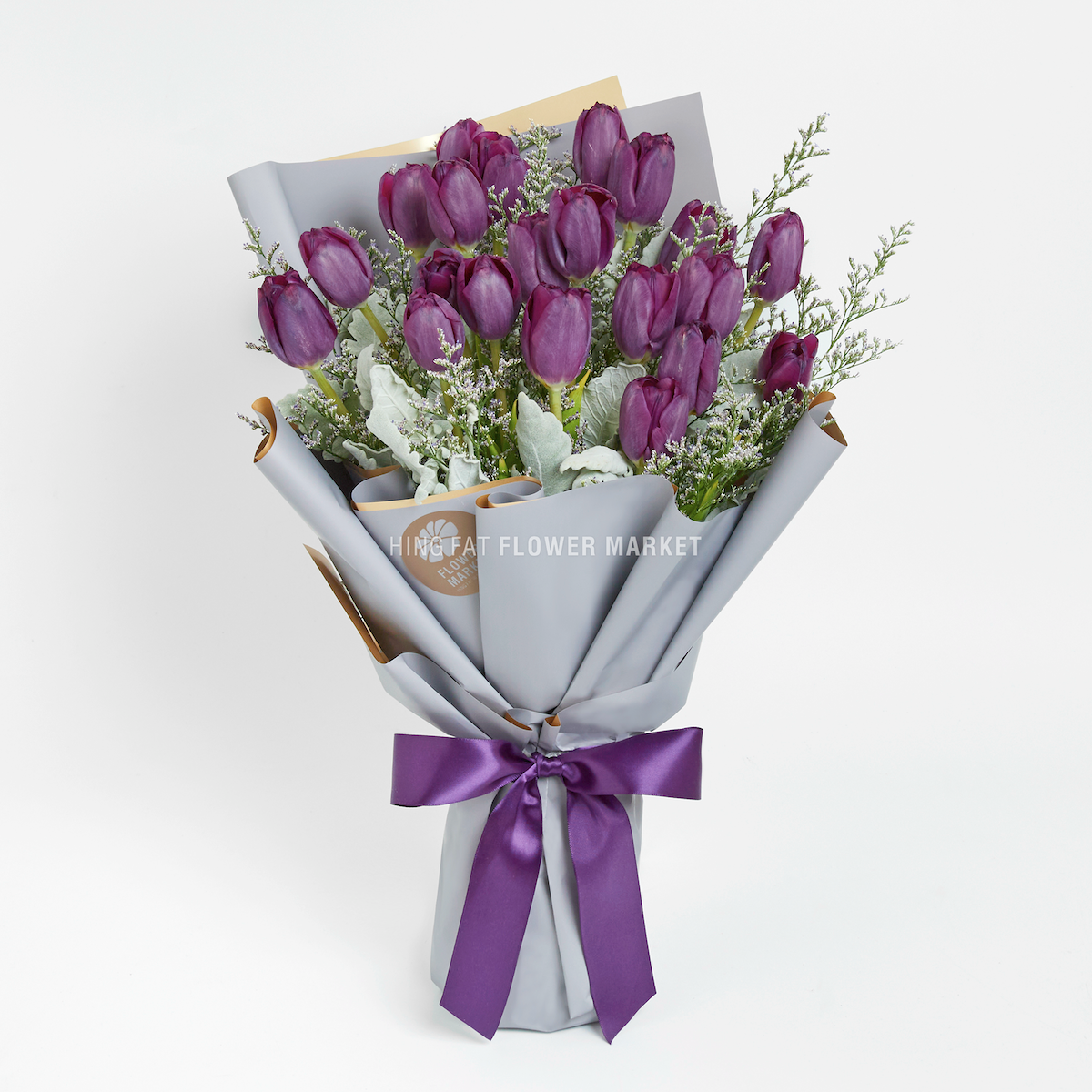 紫色鬱金香情人草花束 Purple tulip and caspia bouquet